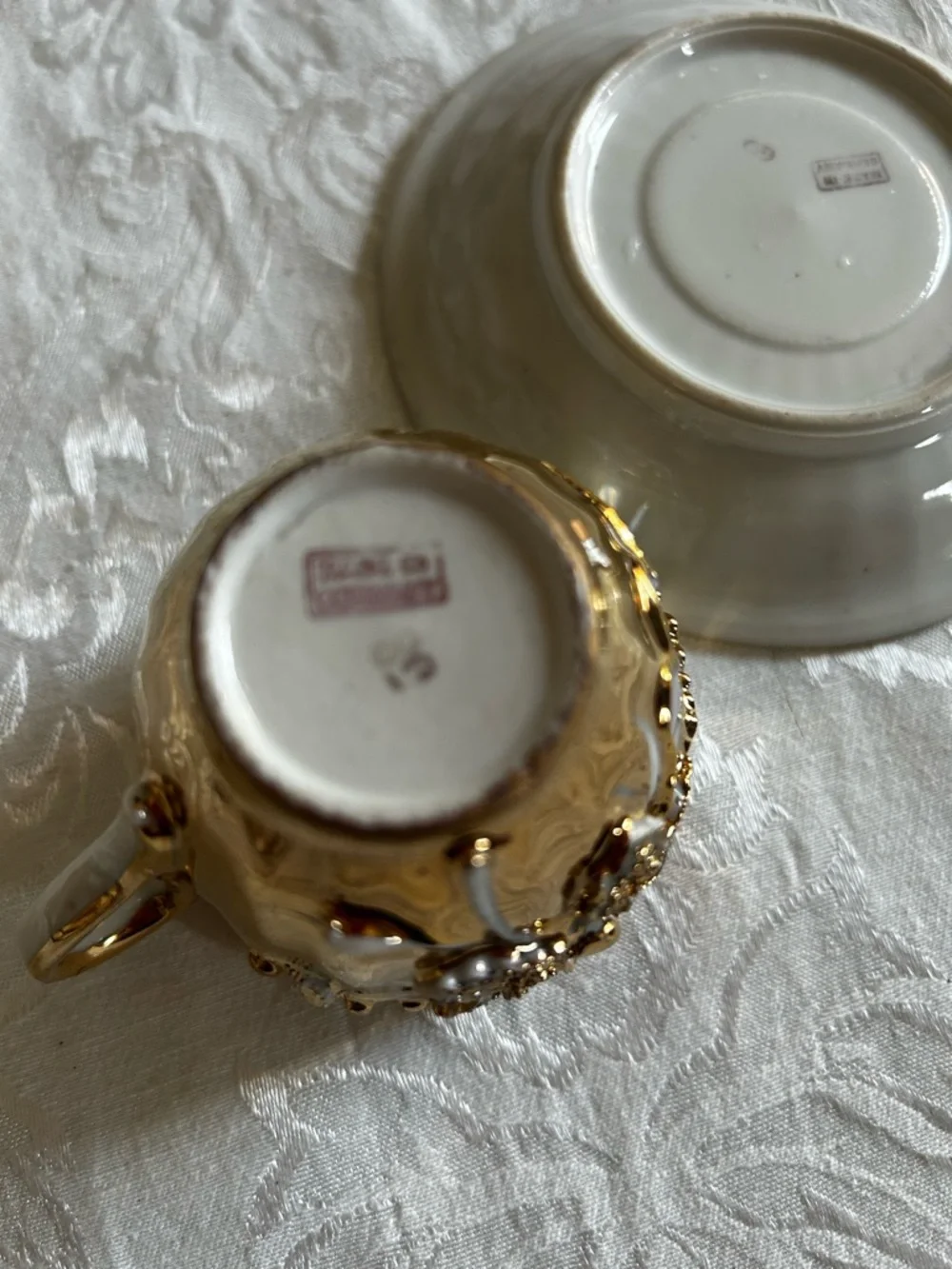 Antique German Lusterware Tea Cup & Saucer